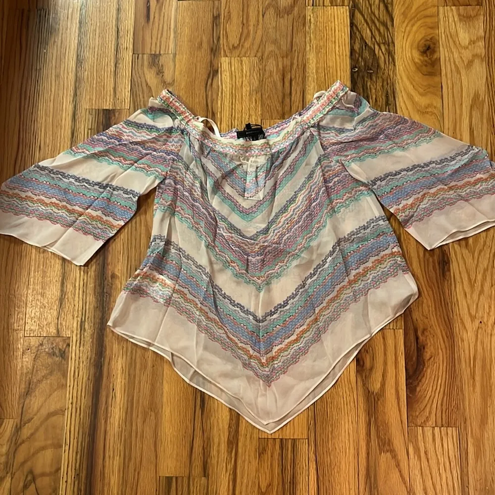 BCBG Maxazria “Octavia” off shoulder silk top - Image 2