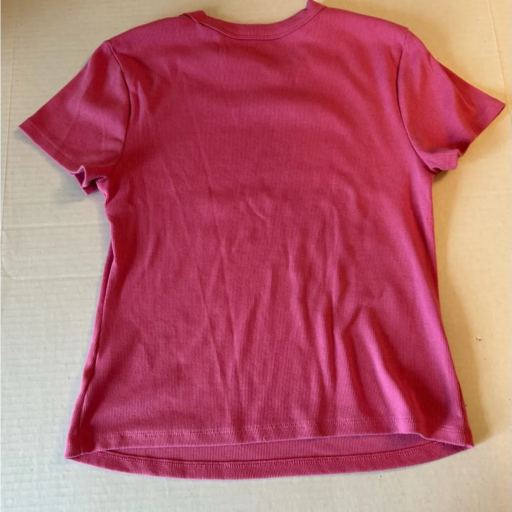 Old Navy Women's Ribbed Short Sleeve Tee Pink size Large - Image 2