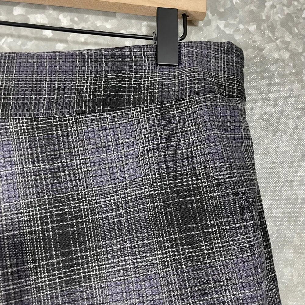 The Limited Purple Plaid Box Pleated Pencil Skirt - Size Medium - Side Zipper - Image 2