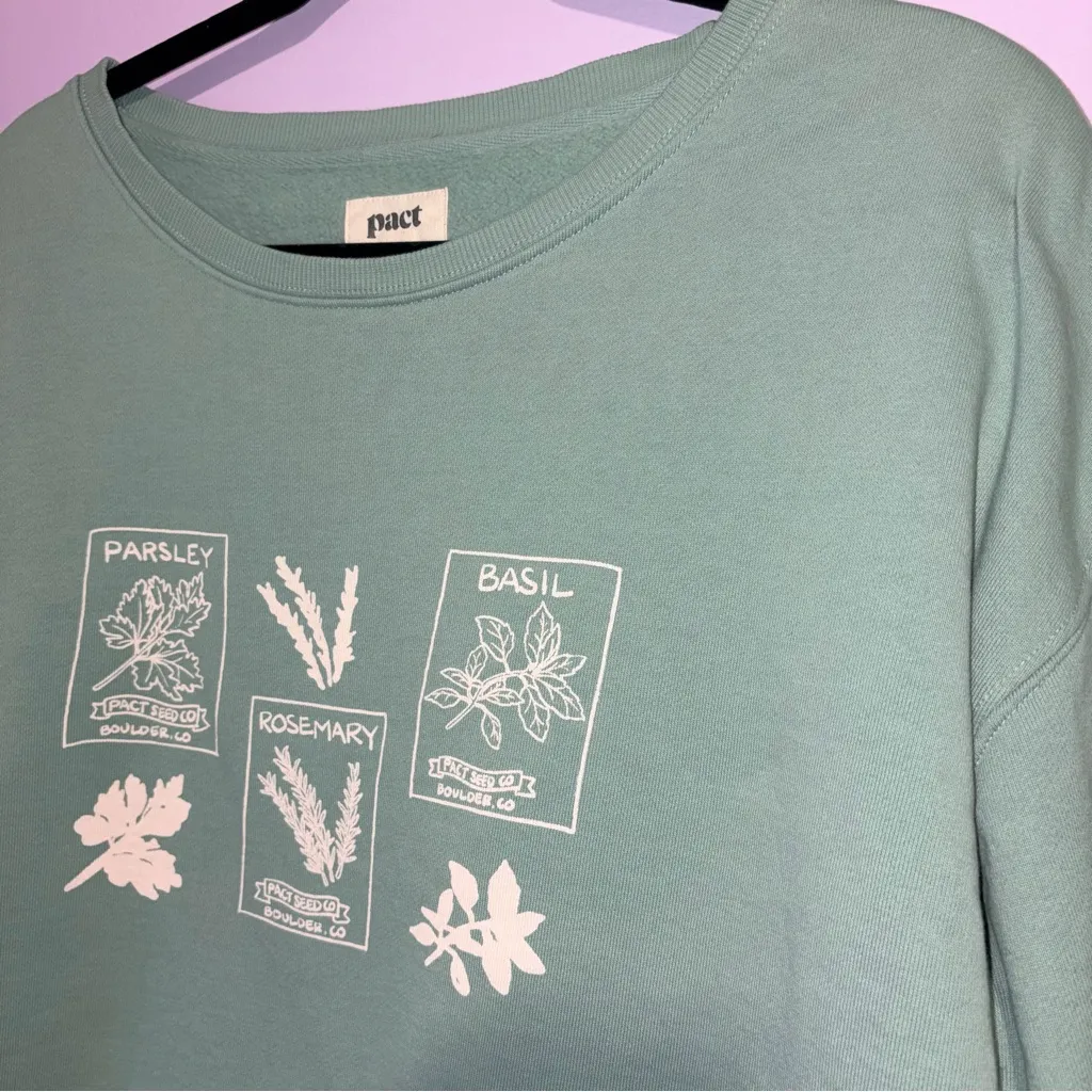 Pact Organic Cotton Graphic Sweatshirt Cropped Women L Casual Lounge Athleisure - Image 2