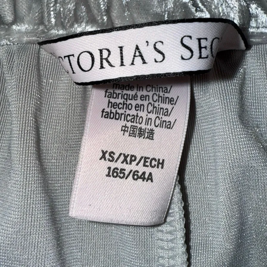 Victoria's Secret Shorts Womens Size XS Pajama Lounge silver Shiny Velour velvet - Image 2