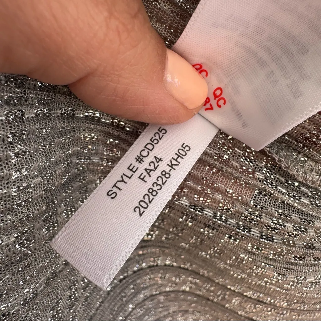 J. Crew Silver Silver Metallic Tinsel Off-Shoulder Blouse - Image 8