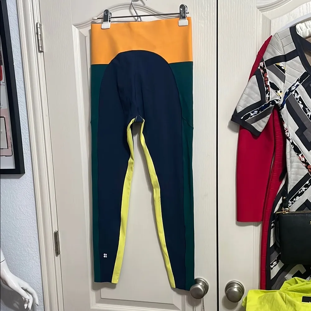 Sweaty Betty High Waisted Navy Colorblock Full Length 26” Power Leggings - Image 4