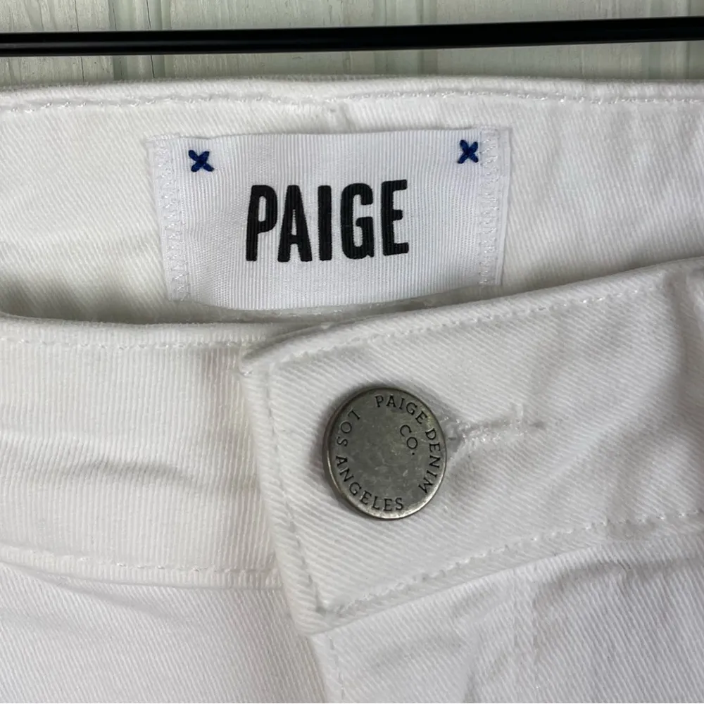 Paige Denim Kylie Cropped Skinny Jeans in Optic White Cotton Women's Size 27 - Image 5