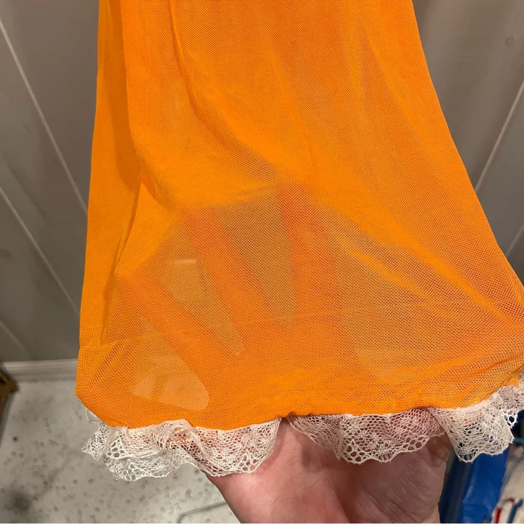 Cute tangerine dream stretchy mesh lace teddy neglige sexy top lingerie sheer - Image 10