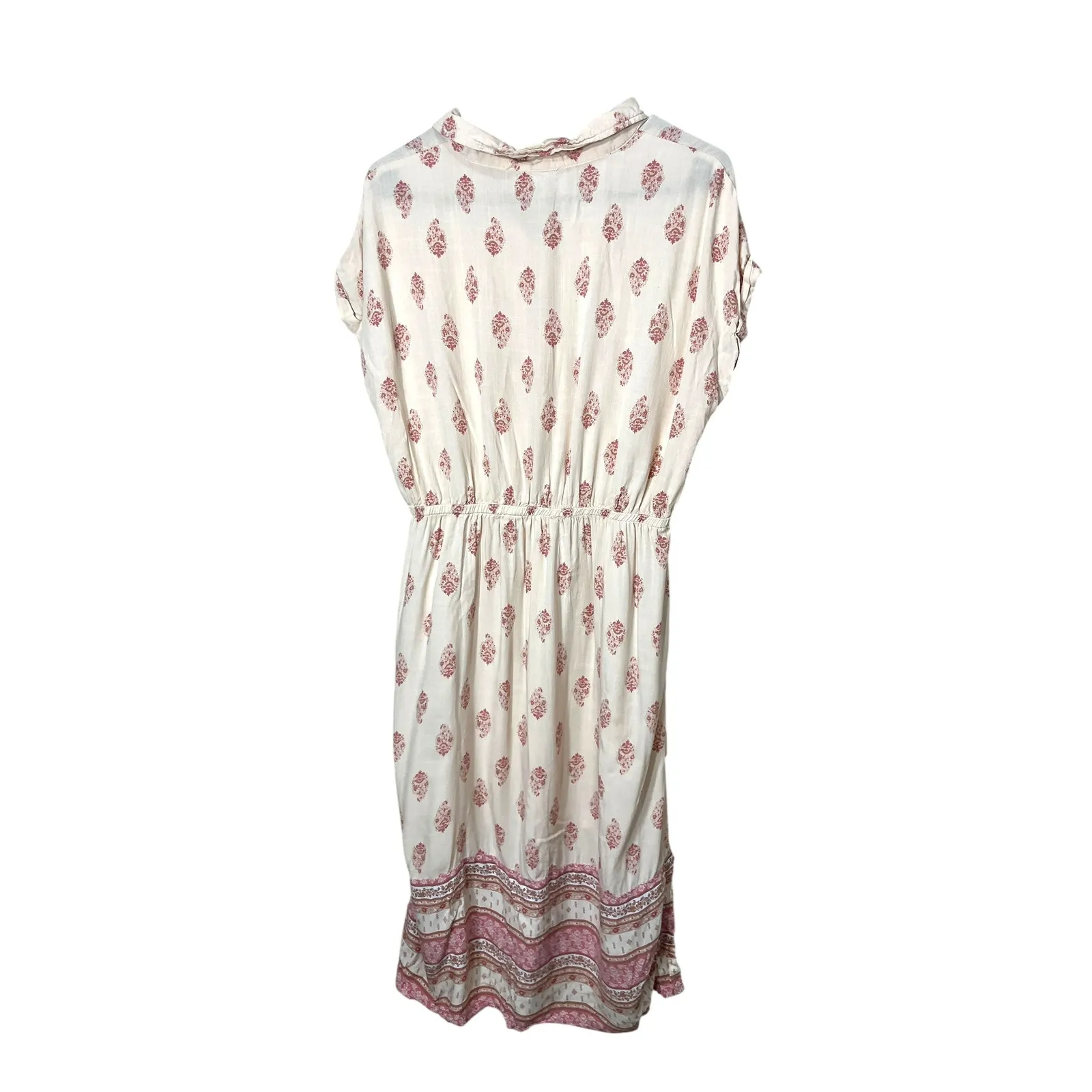 Lucky Brand Women's L Floral Print Midi Dress Short Sleeve Casual Button Down - Image 7