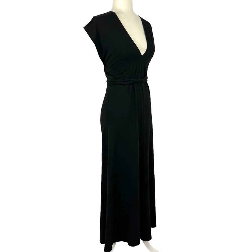 Reformation Black Convertible Wrap Multiway Halter Strap Plunge Maxi Dress XS - Image 4