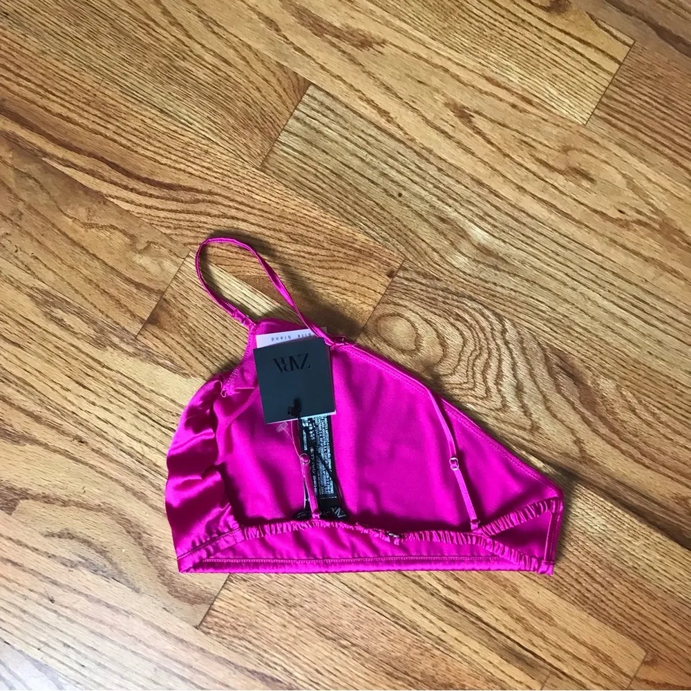 Zara Hot Pink Silk Crop NWT - Image 2