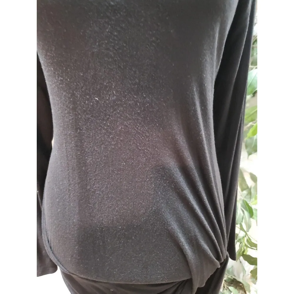 French Atmosphere Womens Black Round Neck Long Sleeve Knee Length Dress Large - Image 3