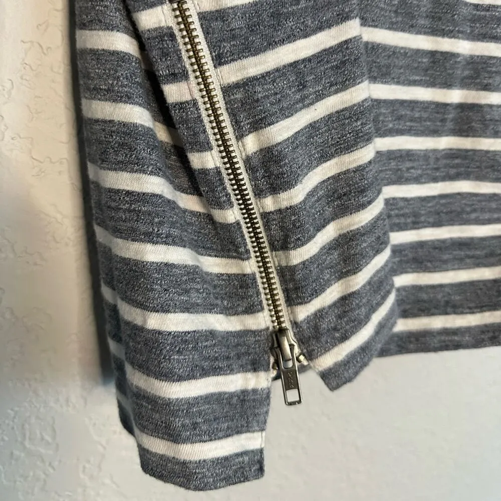 J. Crew Blue Chambray Breton Stripe Top Side Zipper Pullover Coastal Nautical - Image 3