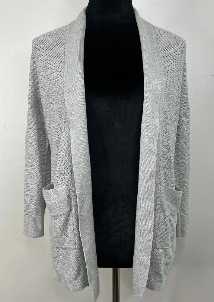 Wilfred Aritzia Silk Cotton Cashmere Blend Open Front Knit Cardigan with pockets - Image 1