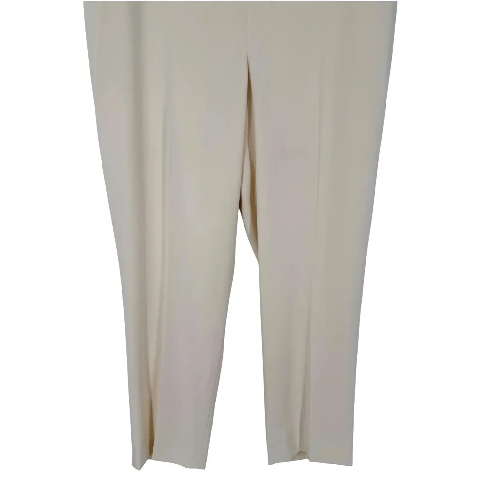 St John Emma Side Zip High Rise Silk Lined Trouser Pants‎ Cream Size 14 Career - Image 10