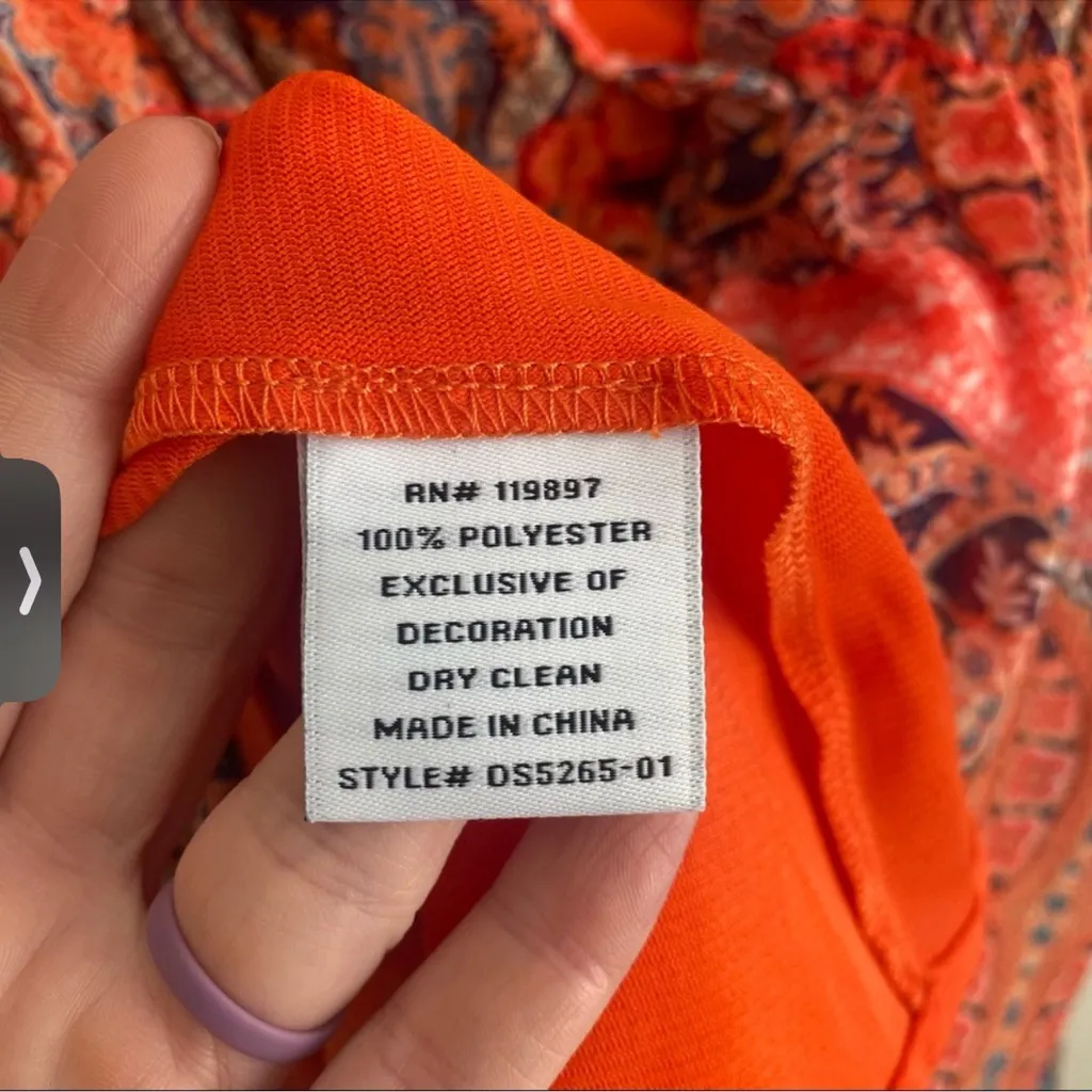 Collective Concepts Vibrant Orange and Pink Long Sleeve Dress - Image 10