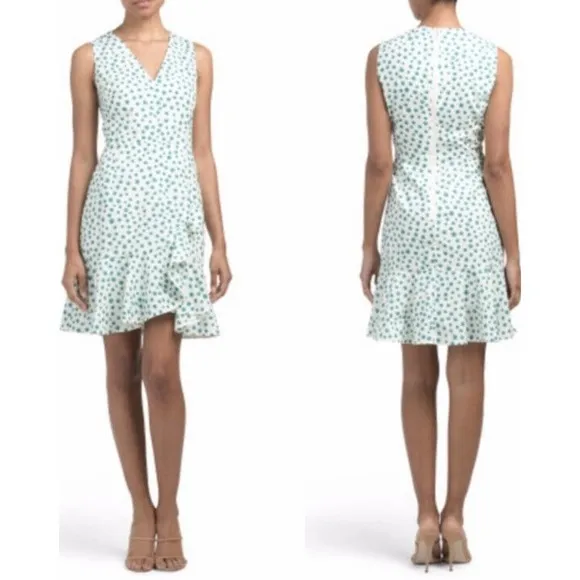 Rebecca Taylor Emerald Daisy Print Ruffle Hem Dress - Image 2