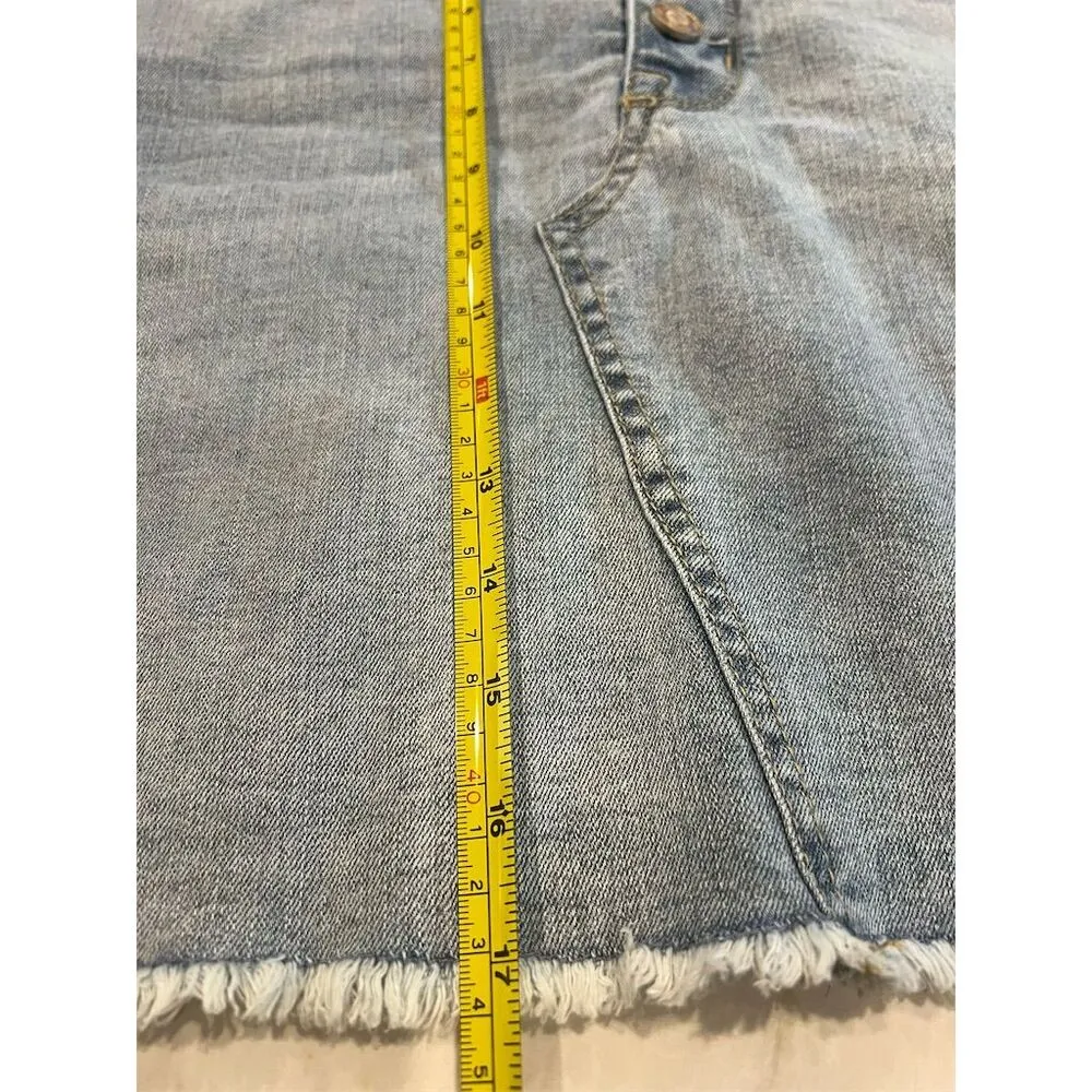 Seven7 Women's Size 10 Blue Denim Pencil Skirt Button Fly Fray Hem - Image 6