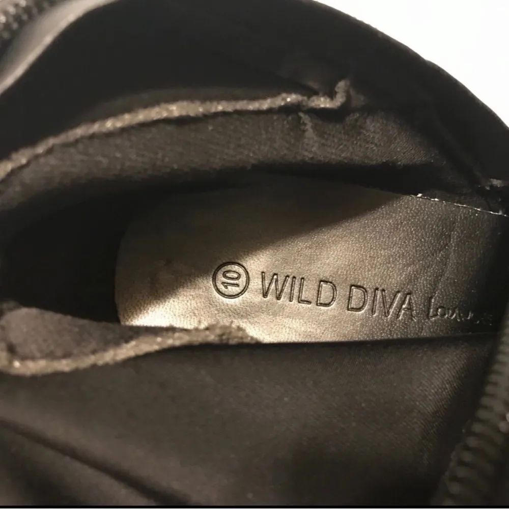 Wild Diva Lounge black faux suede over the boots heeled women size 10 - Image 7