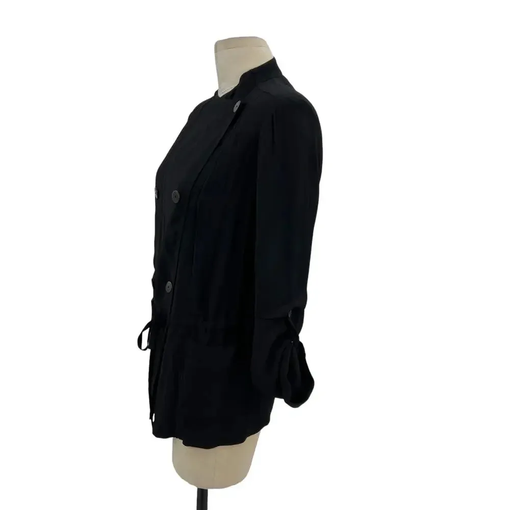 Aritzia Babaton Hamelin Jacket Crepe Draped Button‎ Drawstring Black Size XS - Image 7