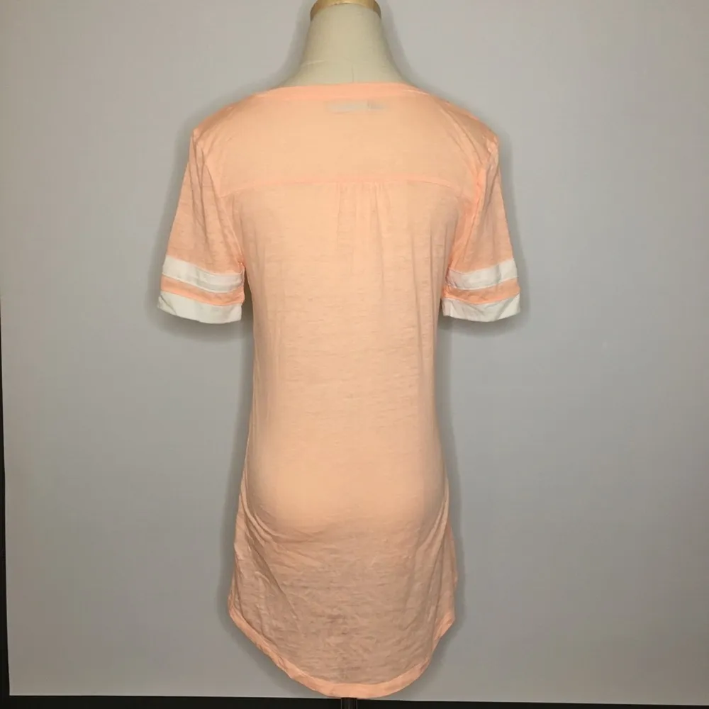 MAURICES Light Orange Peach Varsity V Neck Shirt Small - Image 6