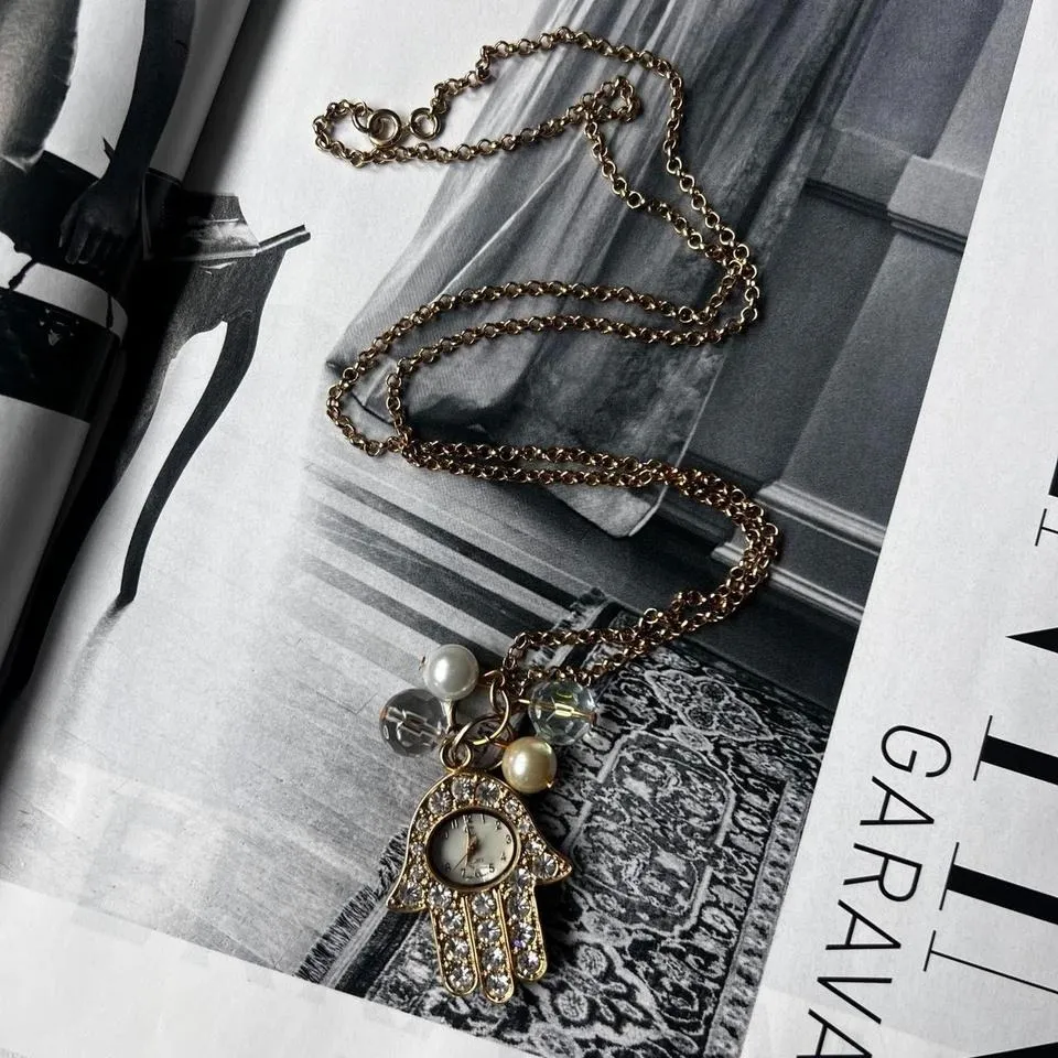 GOLD EVIL EYE WATCH PENDANT NECKLACE - Image 4