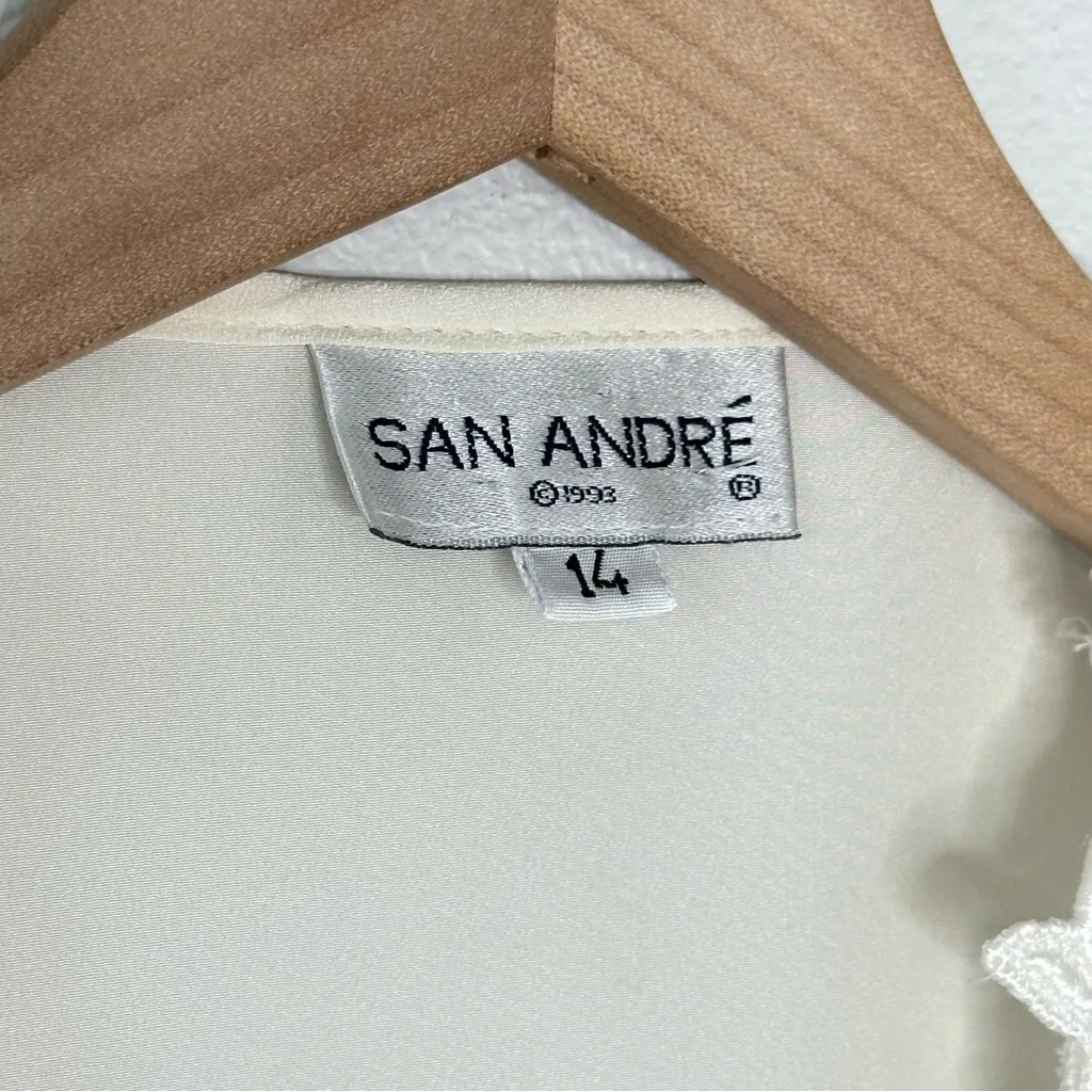 Vintage 90s Ivory Lace Vest Sz L (14) Button Sheer Tie Back Grandma Cottage Soft - Image 7