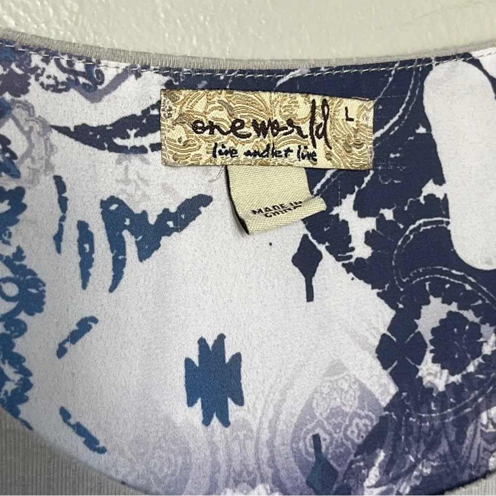 One World V-Neck Top Purple Grey Large - Image 6