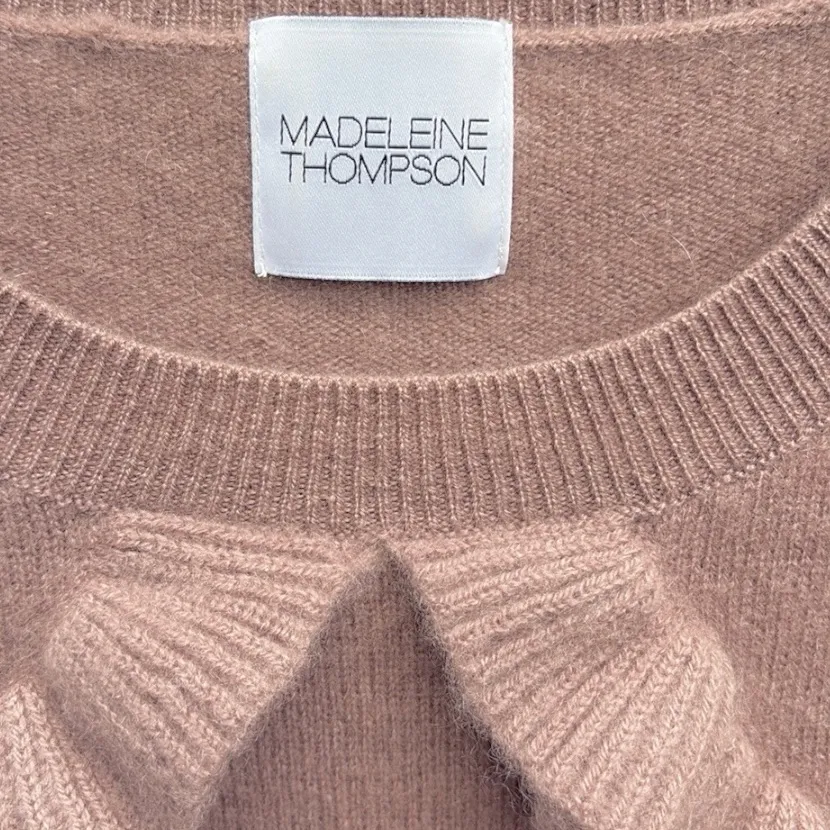 EUC MADELEINE THOMPSON 100% Cashmere Adelboden Frill Sweater Taupe Small $410.00 - Image 3