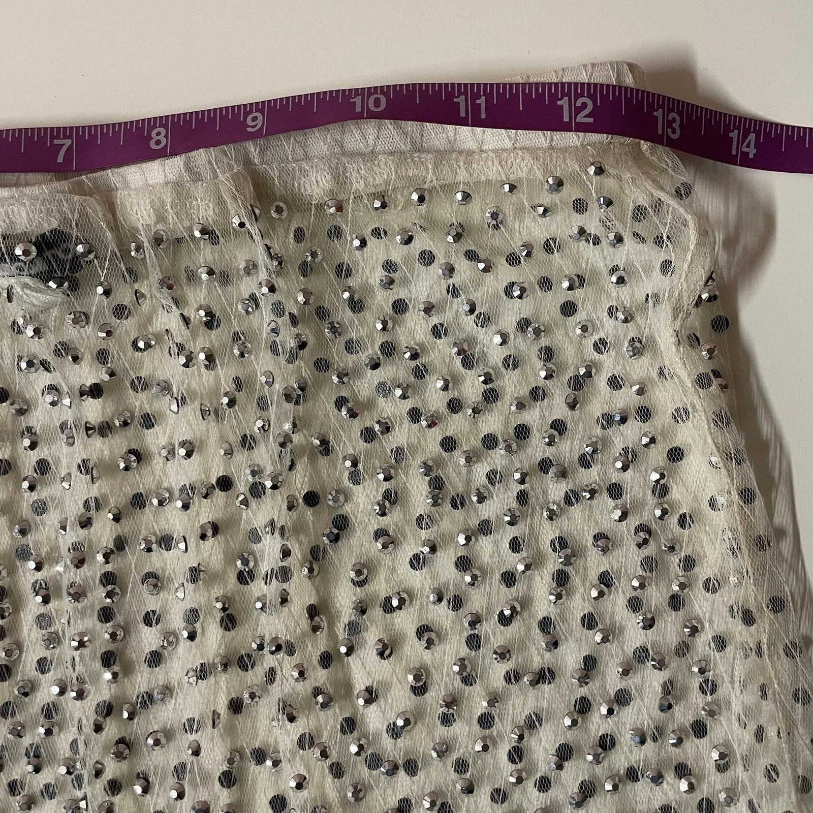 Hot & Delicious Cream Studded Mesh Side Slit Maxi Skirt Sz S (See Description) - Image 7