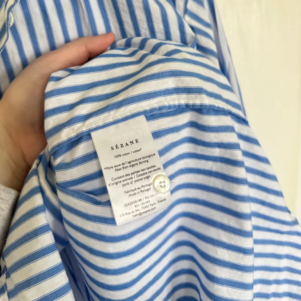 Sèzane Bilma Button Down Blue Stripe Shirt - Image 7