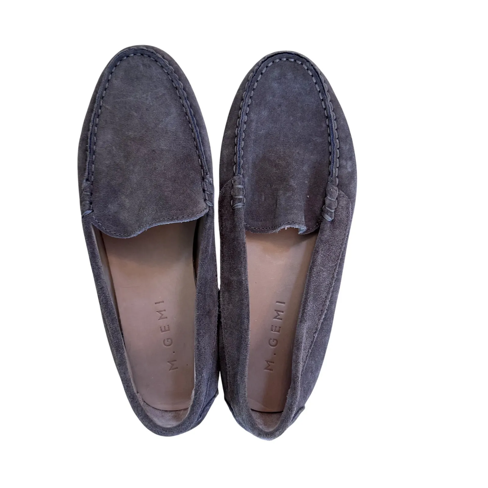M. Gemi The Felize Brown Gray Suede Driving Loafers Size 37 US 6.5 - Image 2