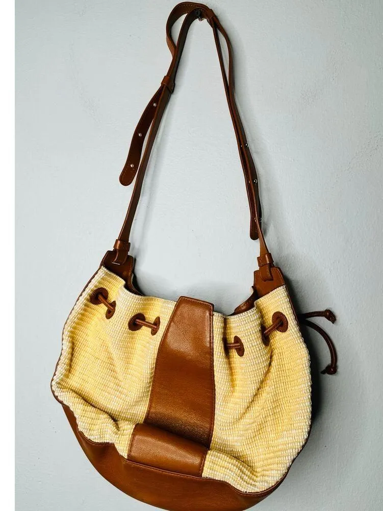 MANSUR GAVRIEL Brown Woven Straw Drawstring Closure Tassel Lilium Bag - Image 10