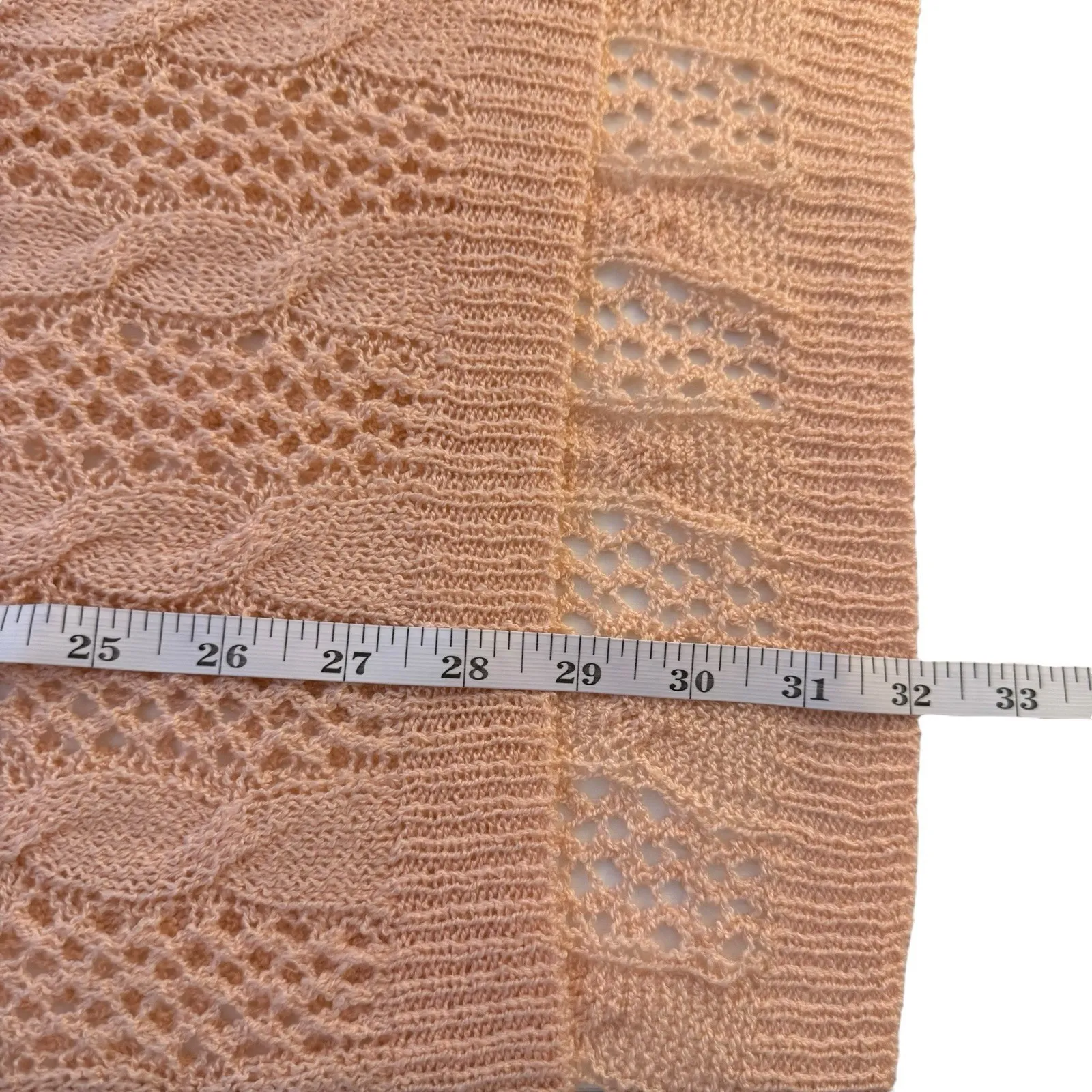 POL Peach Open Knit Oversized Crochet Coverup Medium Coquette Beach Lightweight - Image 9