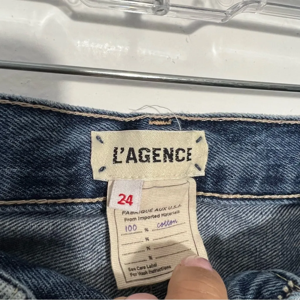 L'Agence  Adele High-Rise Cropped Stovepipe Jeans Fallbrook Wash Size 24‎ - Image 6