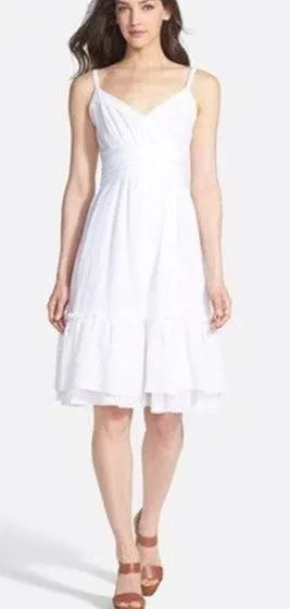 Diane Von Furstenberg Faux Wrap Tiered Queenie Midi Dress White Women's Size 8 - Image 2