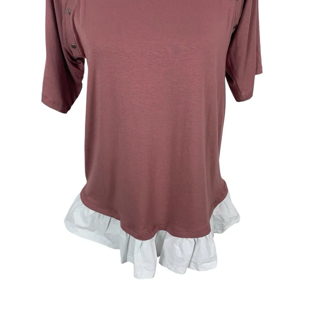 ASOS Top 2 Short Sleeve Small Pink‎ Twofer Layered Casual Minimalist Chic - Image 3