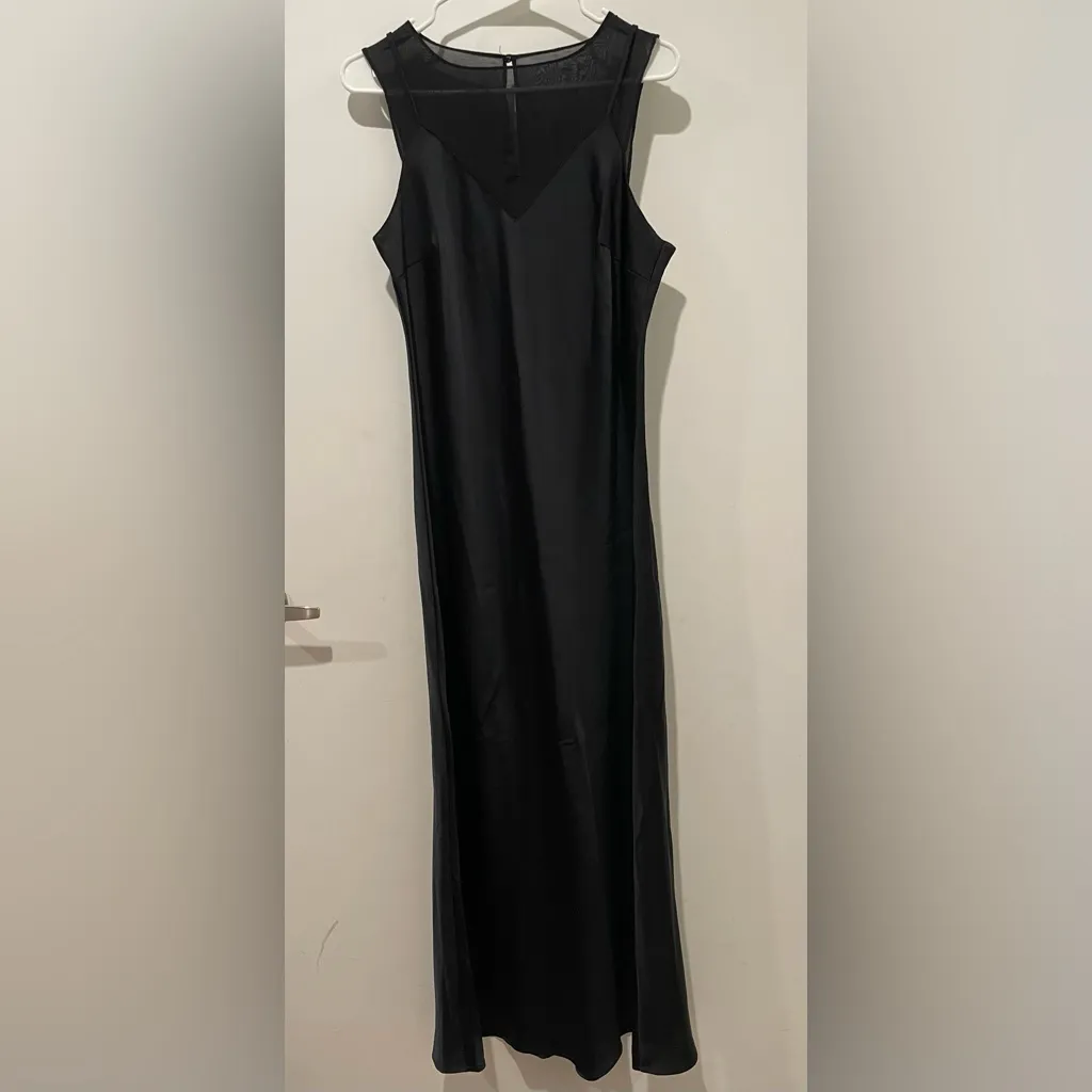 Future Collective Sleeveless Mixed Media Ankle Slip Dress Black Size M - Image 3