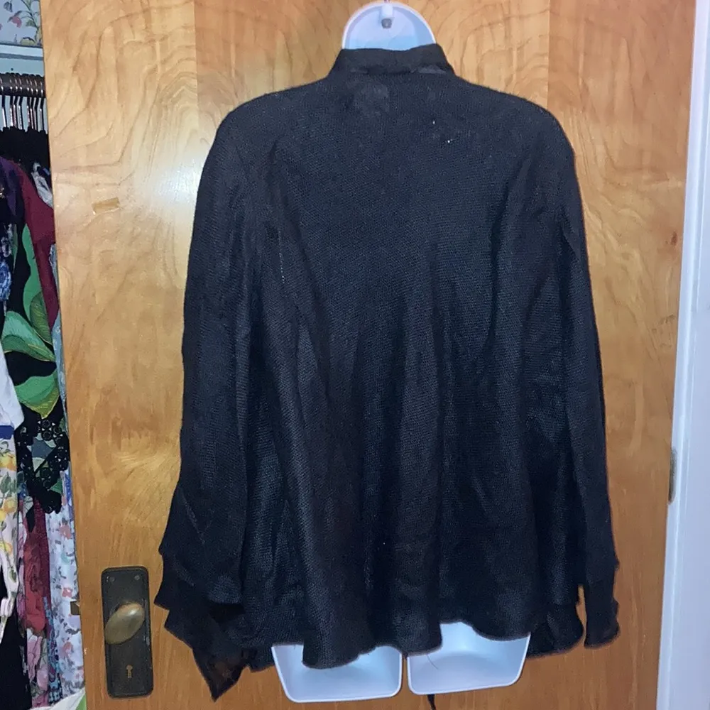 Black lili %100 Linen Waterfall Open Jacket - Image 7