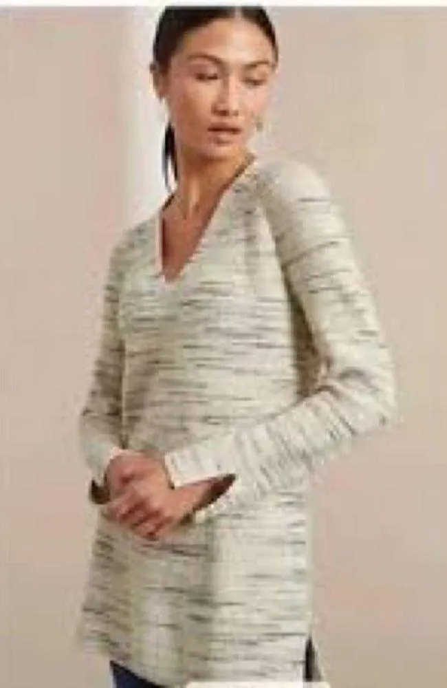 J. JILL Pure Jill Waffle Ribbed V-Neck Sweater Women’s L Striped Knit Tunic Cozy - Image 12