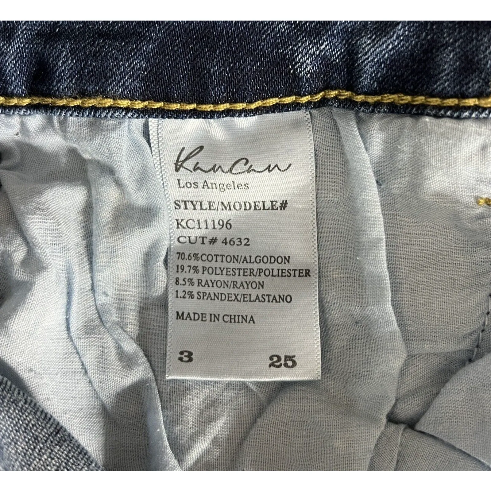 KanCan Skirt Juniors 3 25" Blue Denim Pencil Straight Mini Skirt Distress Casual Size undefined - Image 6