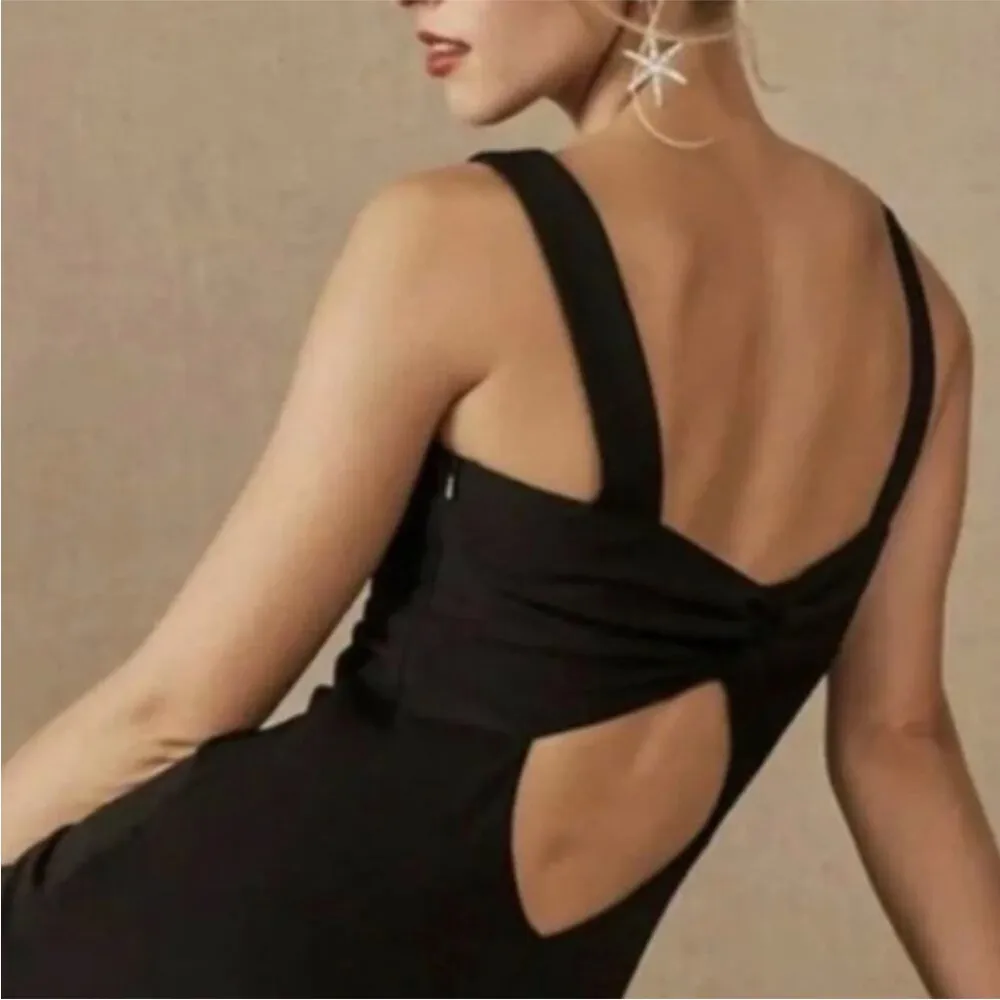 Katie May X Anthropologie BHLDN Eva Damaris Twist Front Midi Sheath Dress Black - Image 3