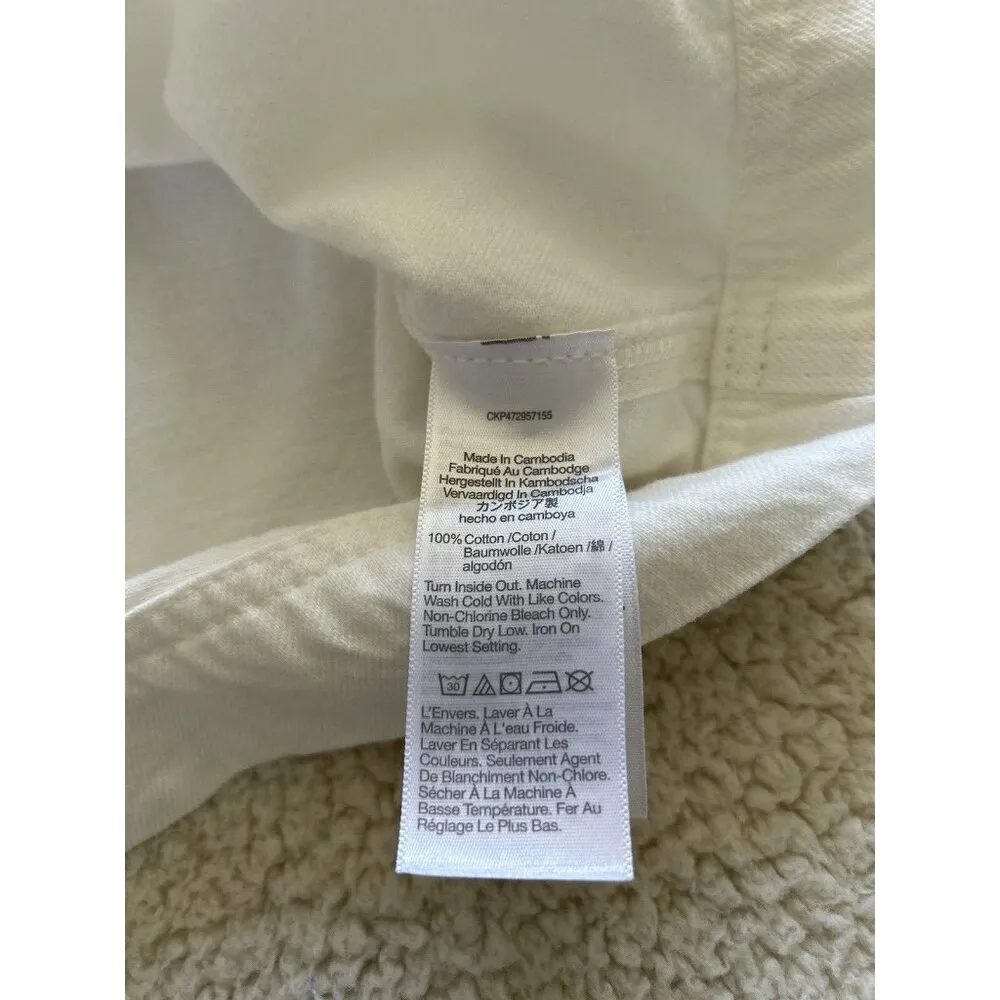 Madewell Tile White Denim Square-Neck Button Front Tank Mini Dress Size 14 - Image 8