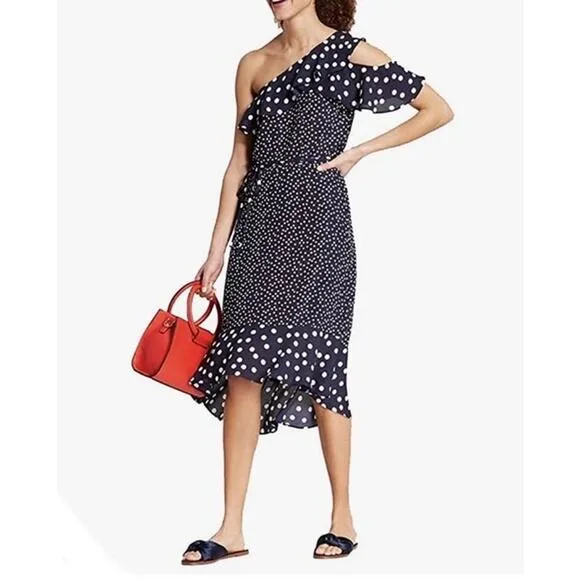 A NEW DAY Women's Polka Dot‎ One Shoulder Midi Dress SZ L - Image 6