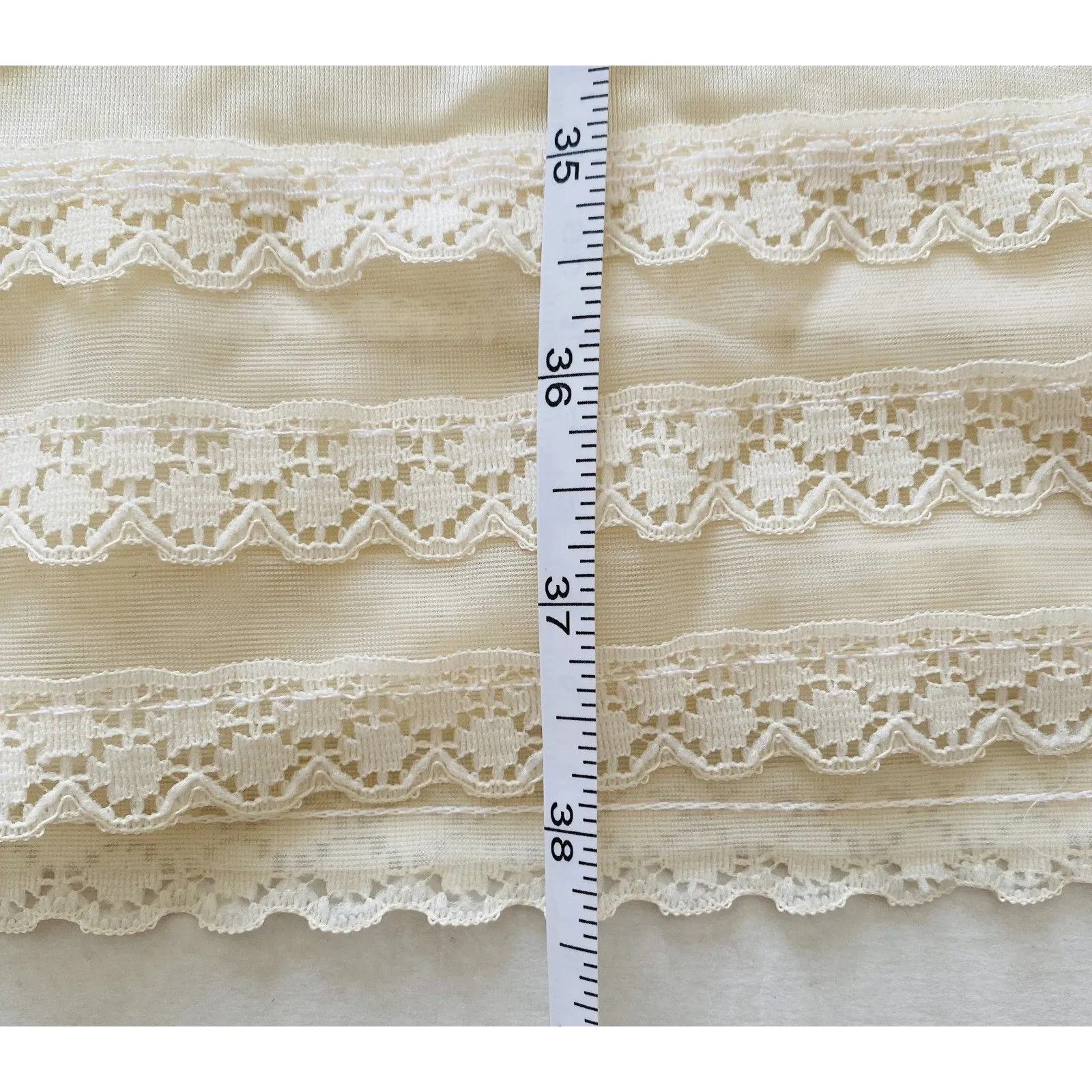 Vtg Made Nylon Full Slip Lingerie Dress Ivory Lace Sissy Retro Nightie No Sz Tag - Image 8