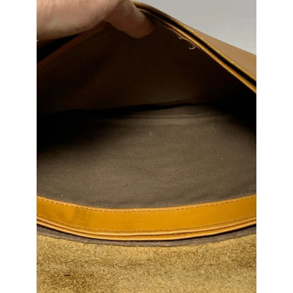 Vintage Leather Camel Color 4 Pocket 12x8" Clutch Purse Tan - Image 13