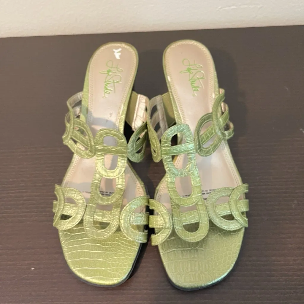 Green Heels Mules Strappy 90s Y2K Lifestride 9 Retro Chain Bride pastel fun 200s - Image 2
