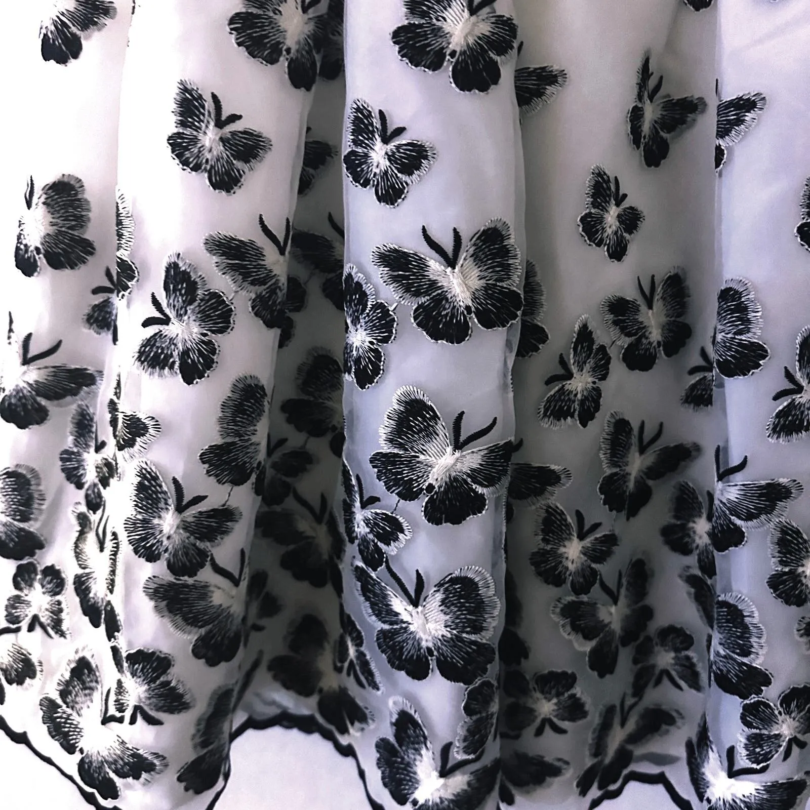 Talbots Organza‎ Size 8 Pleated Skirt Embroidered Butterflies Cocktail Fairygoth - Image 4