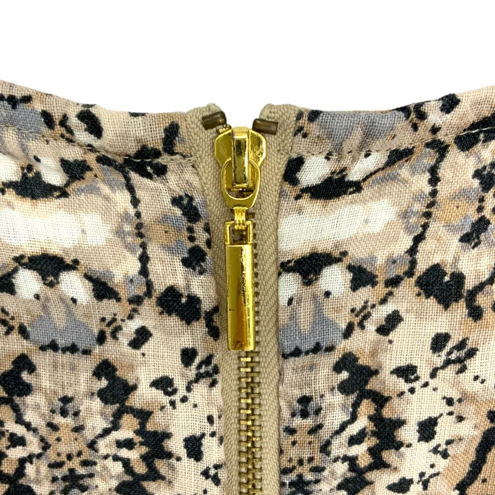 Cynthia Rowley | Size 6 | Linen Tribal Ink Splatter Print Boho Sheath Dress - Image 3