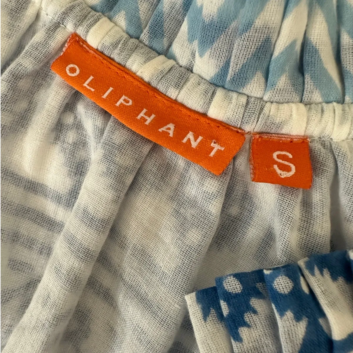 Oliphant Mini Dress Balloon Sleeve Blue White Babydoll Dress V Neck - Image 2