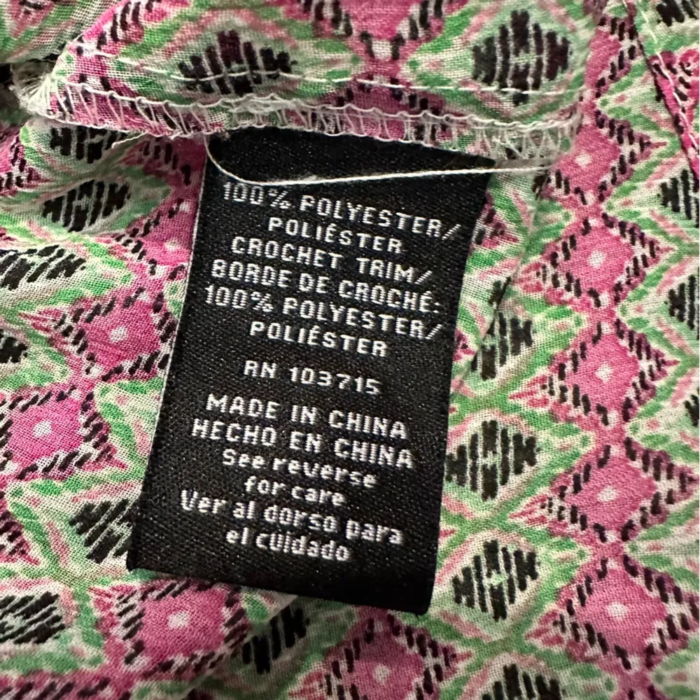 Zac & Rachel Blouse Top XL Pink Green Floral Flowy Cottagecore Lace Sheer Boho - Image 8