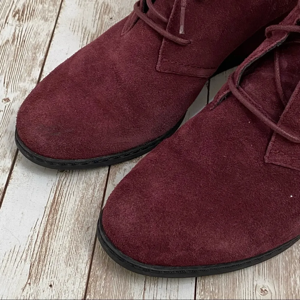 MICHAEL by Michael Shannon “Rebeka” Wine Suede Wedge Lace-up Booties 7 - Image 5