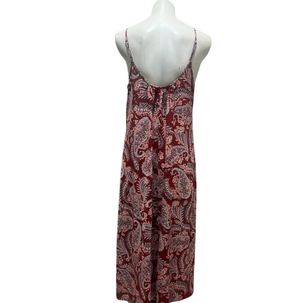 Band of Gypsies Women's L Red Paisley Spaghetti Strap Maxi Dress Casual - Image 8